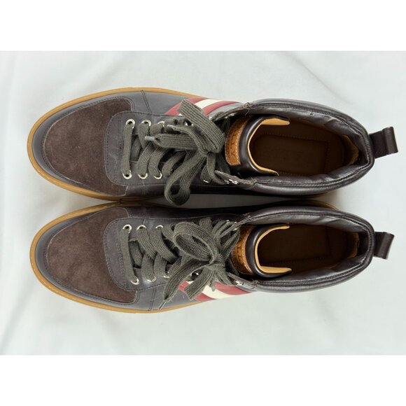 Bally Hervey Distresed Leather High Top Casual Sneakers Men's Size 10 D Brown - Picture 6 of 10